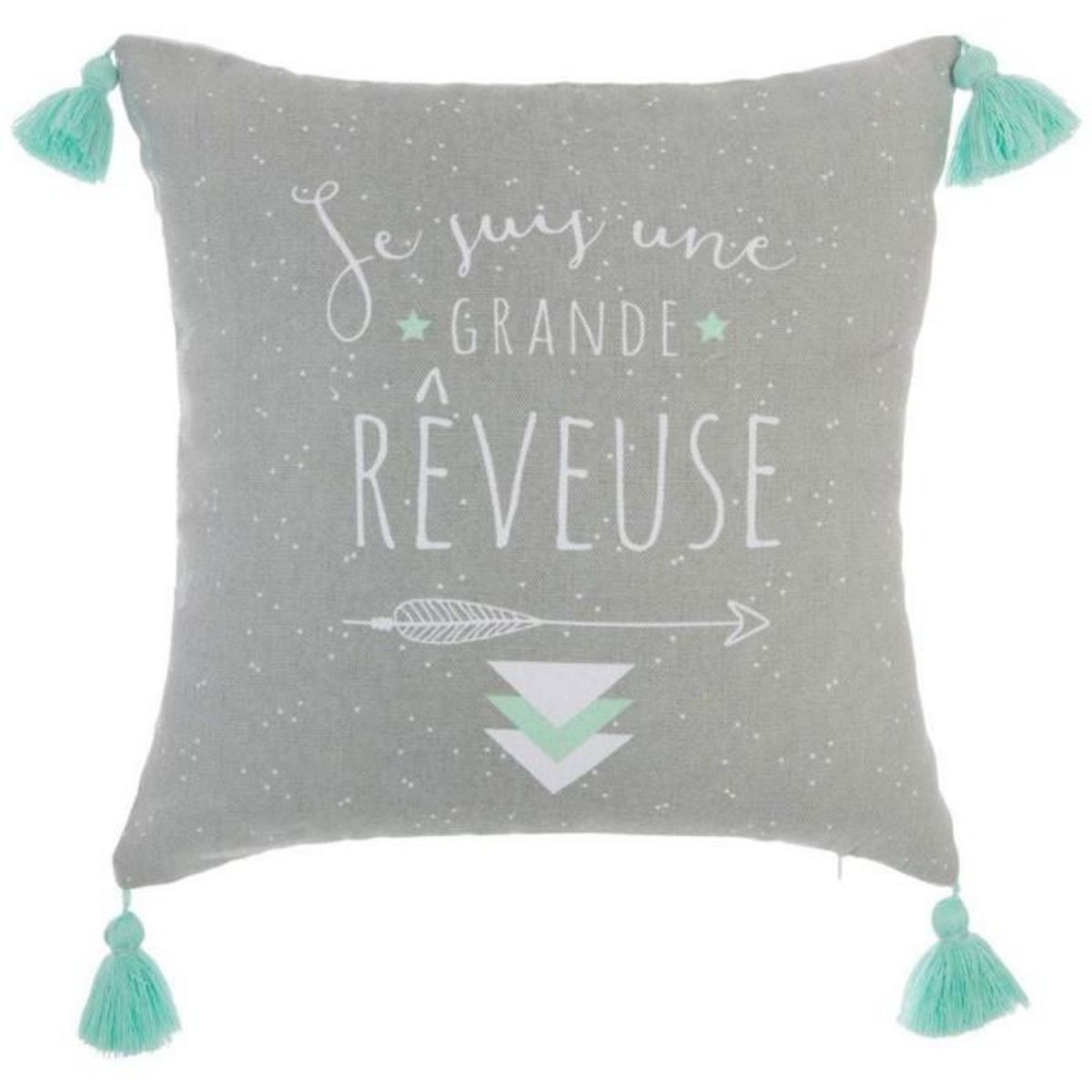 ATMOSPHERA Coussin Déco  4 Pompons  40x40cm Gris