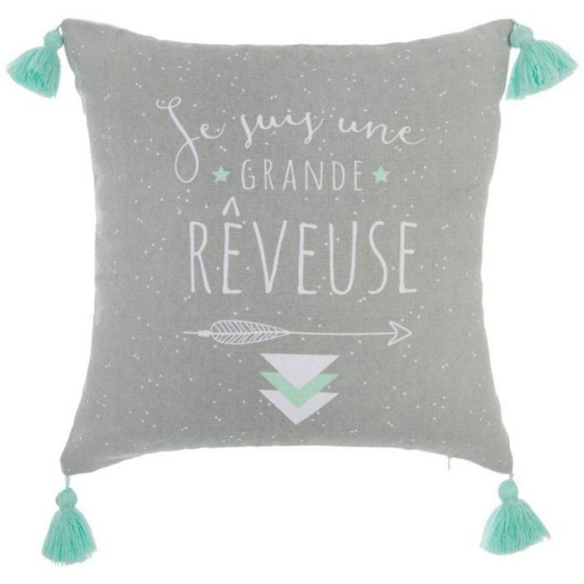 ATMOSPHERA Coussin Déco  4 Pompons  40x40cm Gris