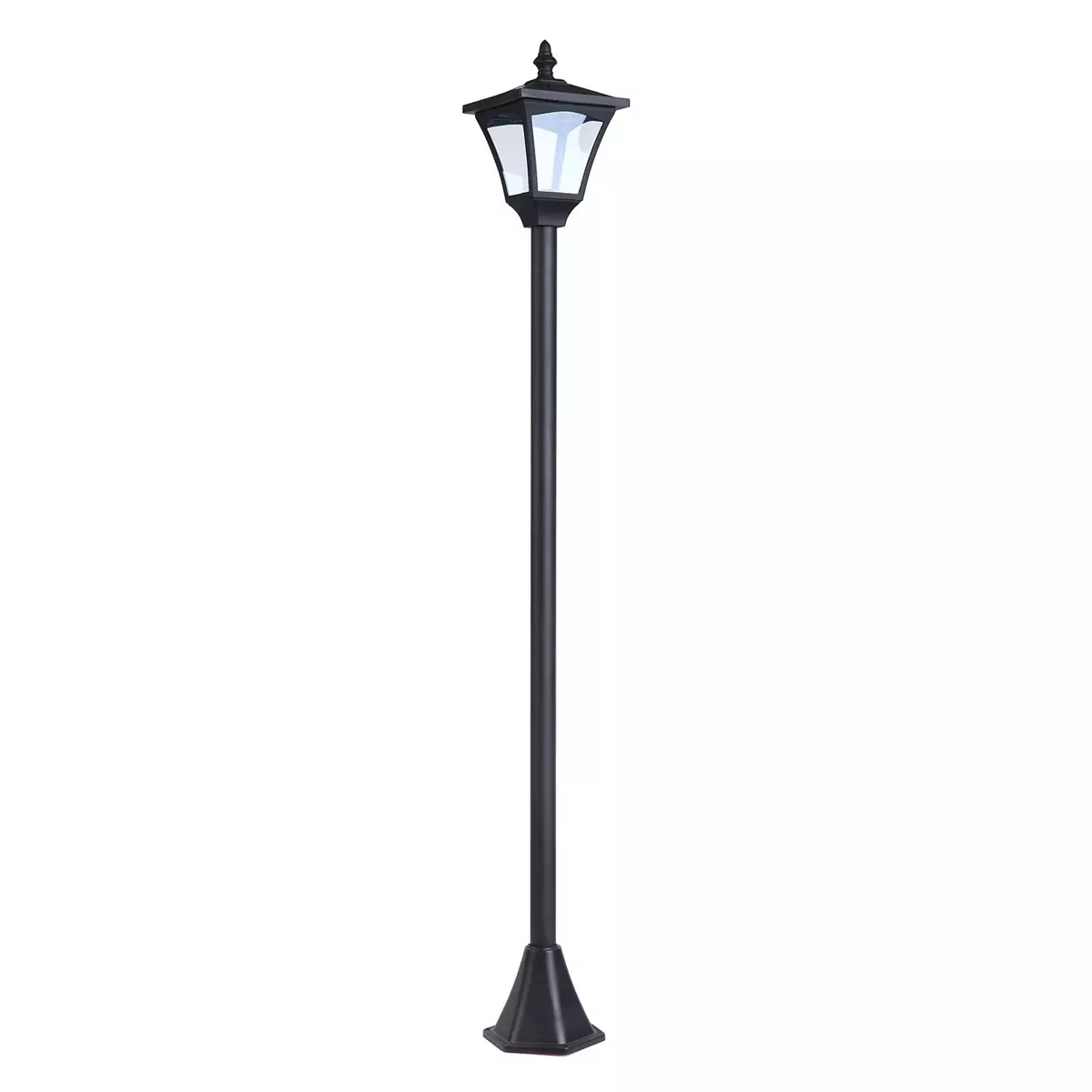 HOMCOM Outsunny Luminaire extérieur solaire lampadaire lanterne classique LED 10 Lm dim. 15L x 15l x 120H cm noir