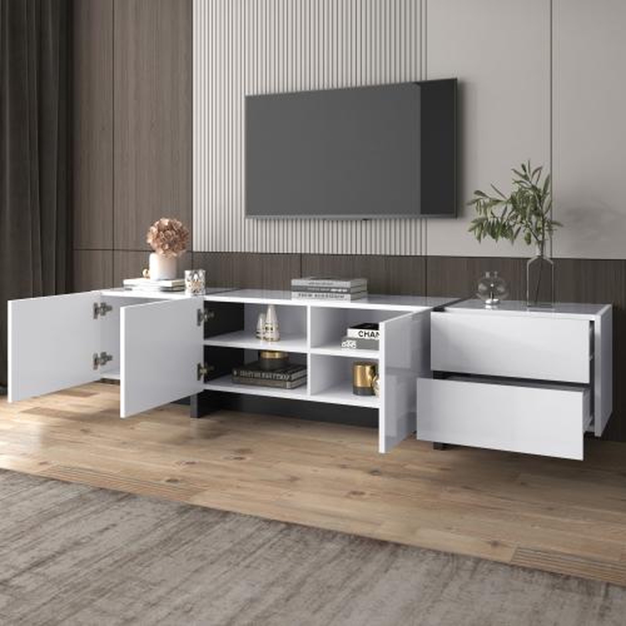 Voir la diapositive 5 : MERAX Meuble tv blanc 190 cm panneau de particules