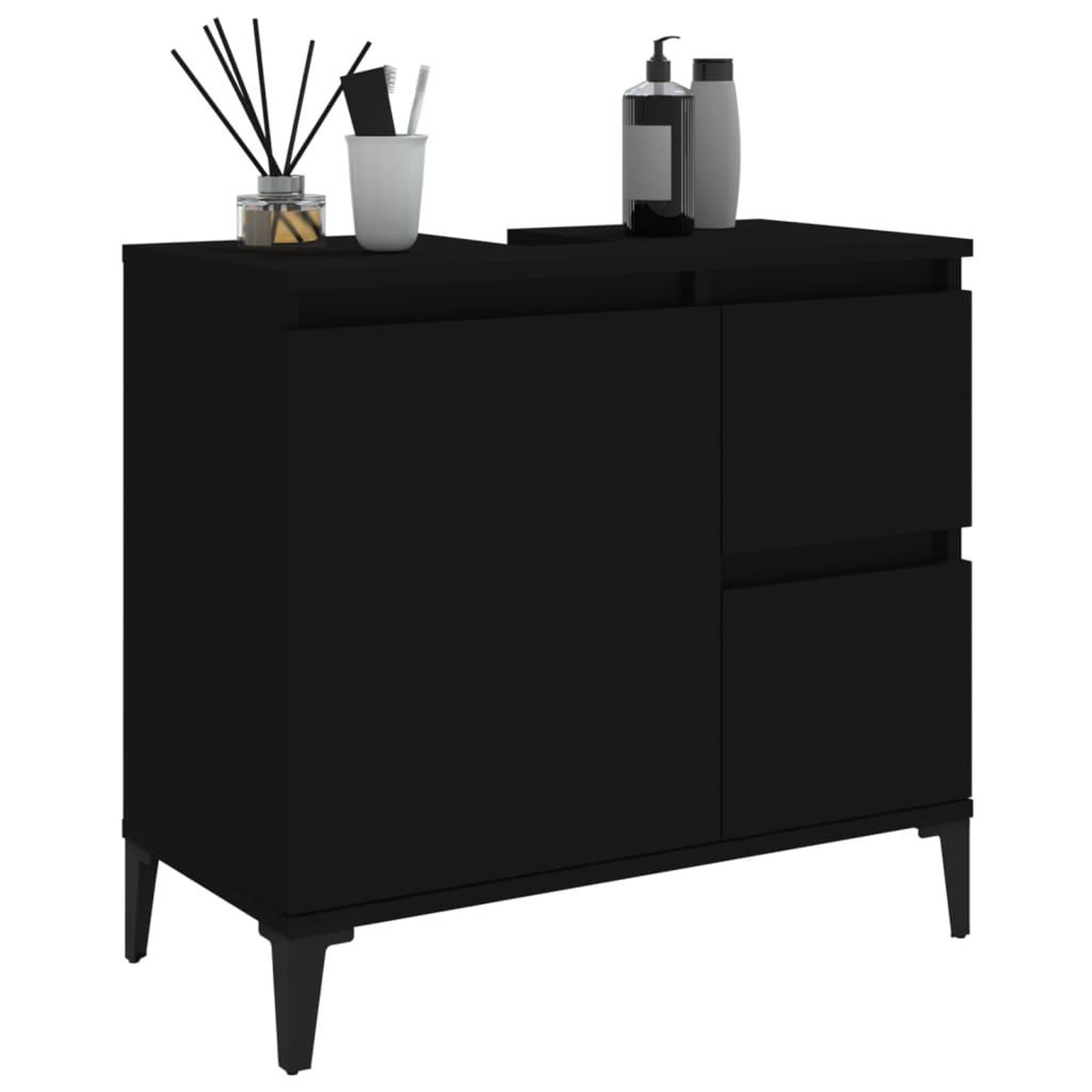 Voir la diapositive 5 : VIDAXL Armoire de salle de bain noir 65x33x60 cm bois d'ingenierie