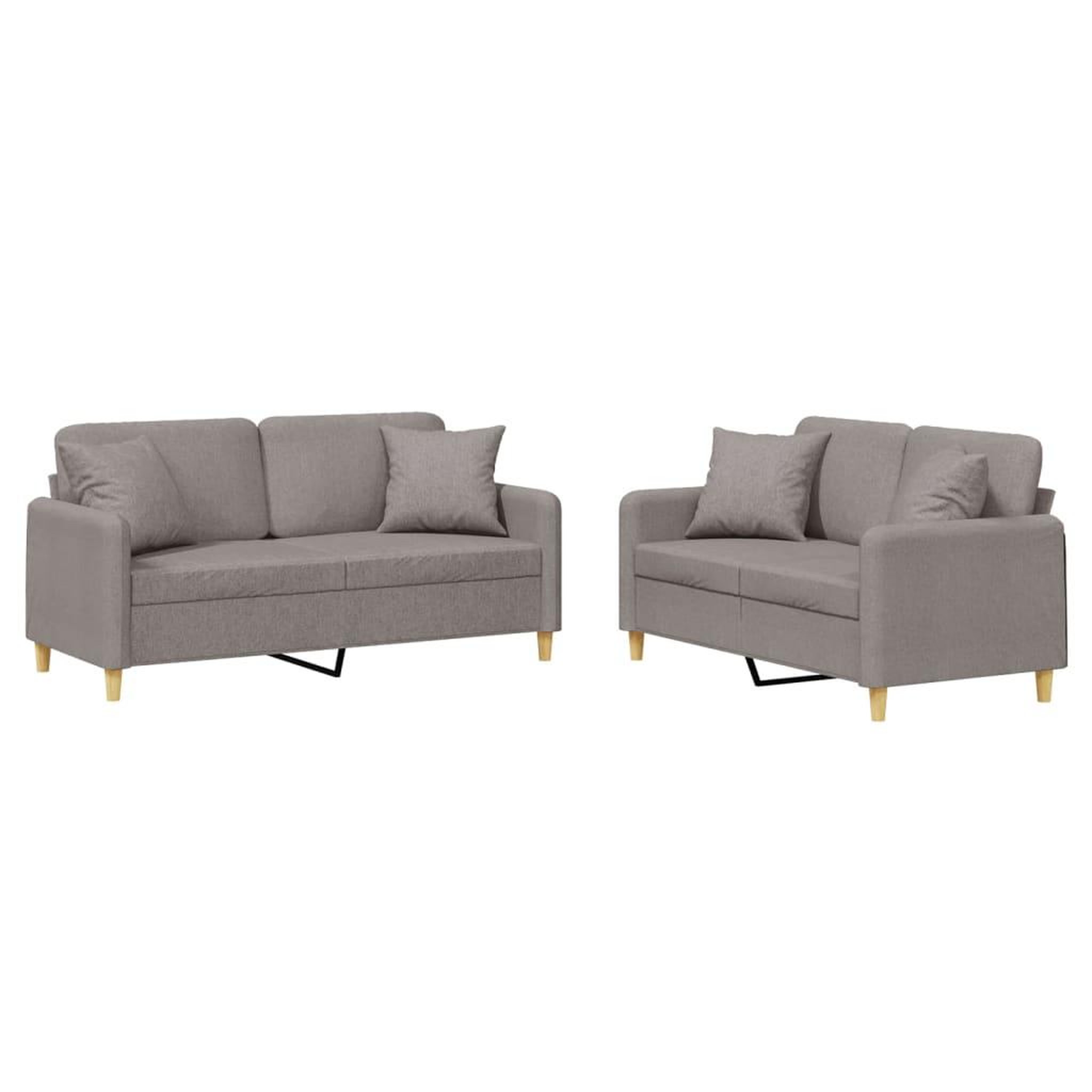 Voir la diapositive 2 : VIDAXL Ensemble de canapes 2 pcs avec coussins taupe tissu