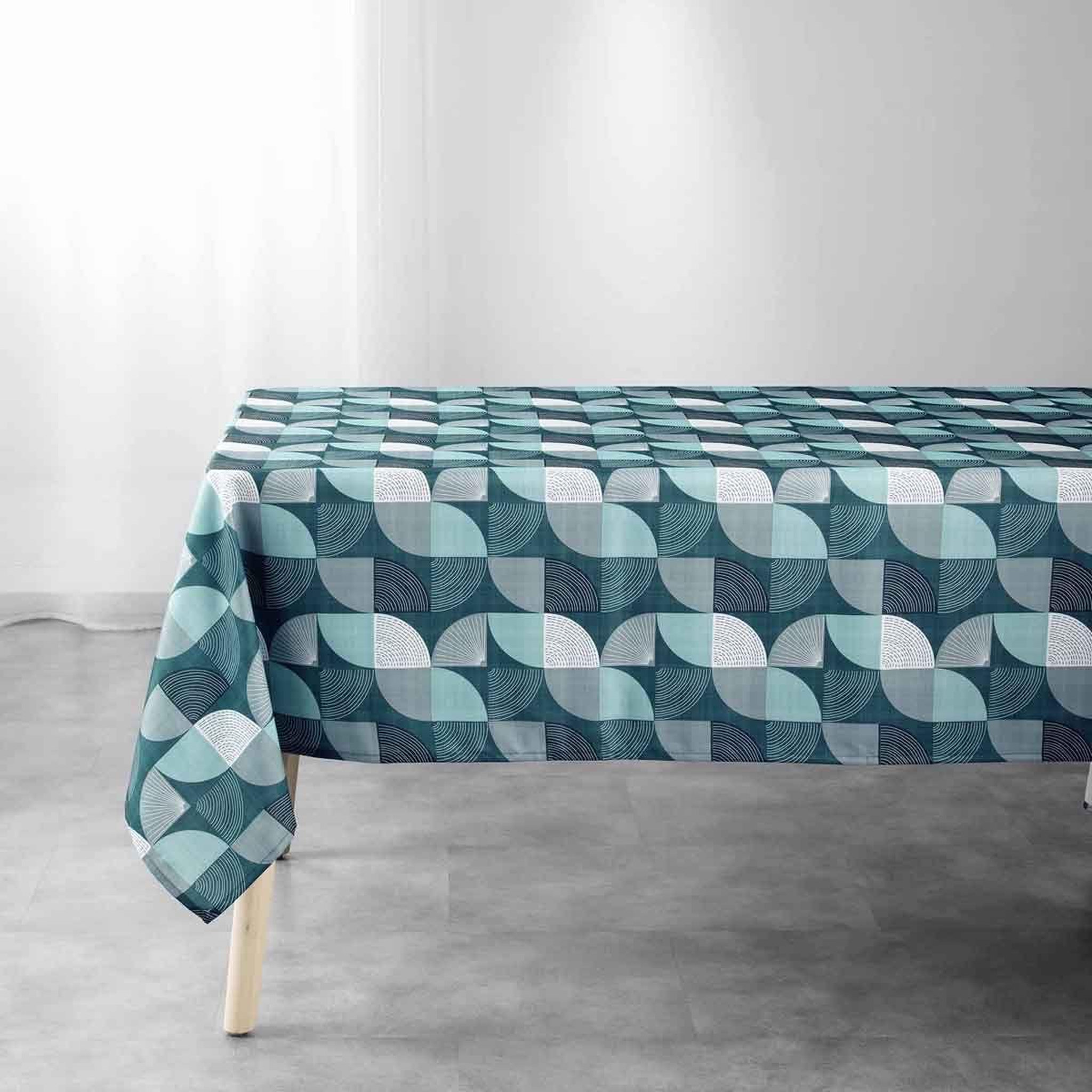 Douceur d'Intérieur Nappe imprimée  ambroise  145x240cm pétrole