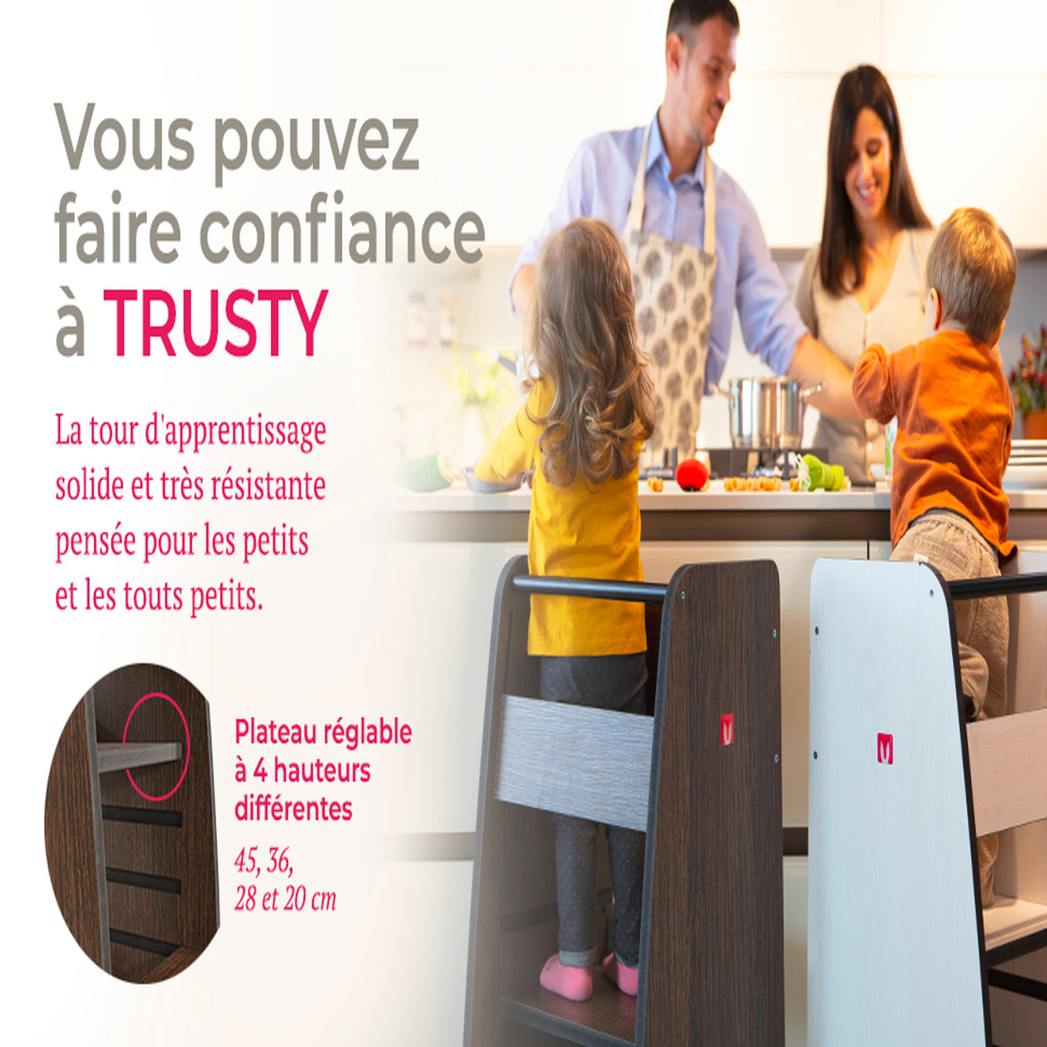 Voir la diapositive 3 : BIANCONIGLIO KIDS Tour d'apprentissage bois - Trusty - pédagogie Montessori