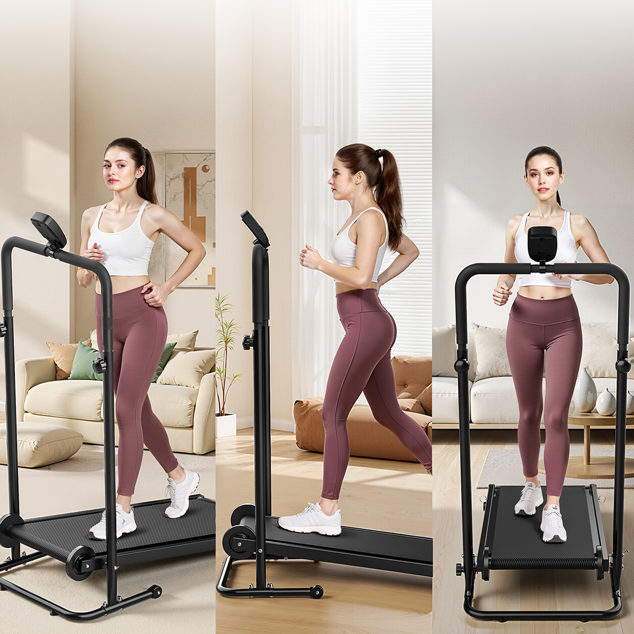 Voir la diapositive 3 : AKLUER Tapis roulant non électrique akluer rj401 – machine de marche et de course incurvée auto-alimentée