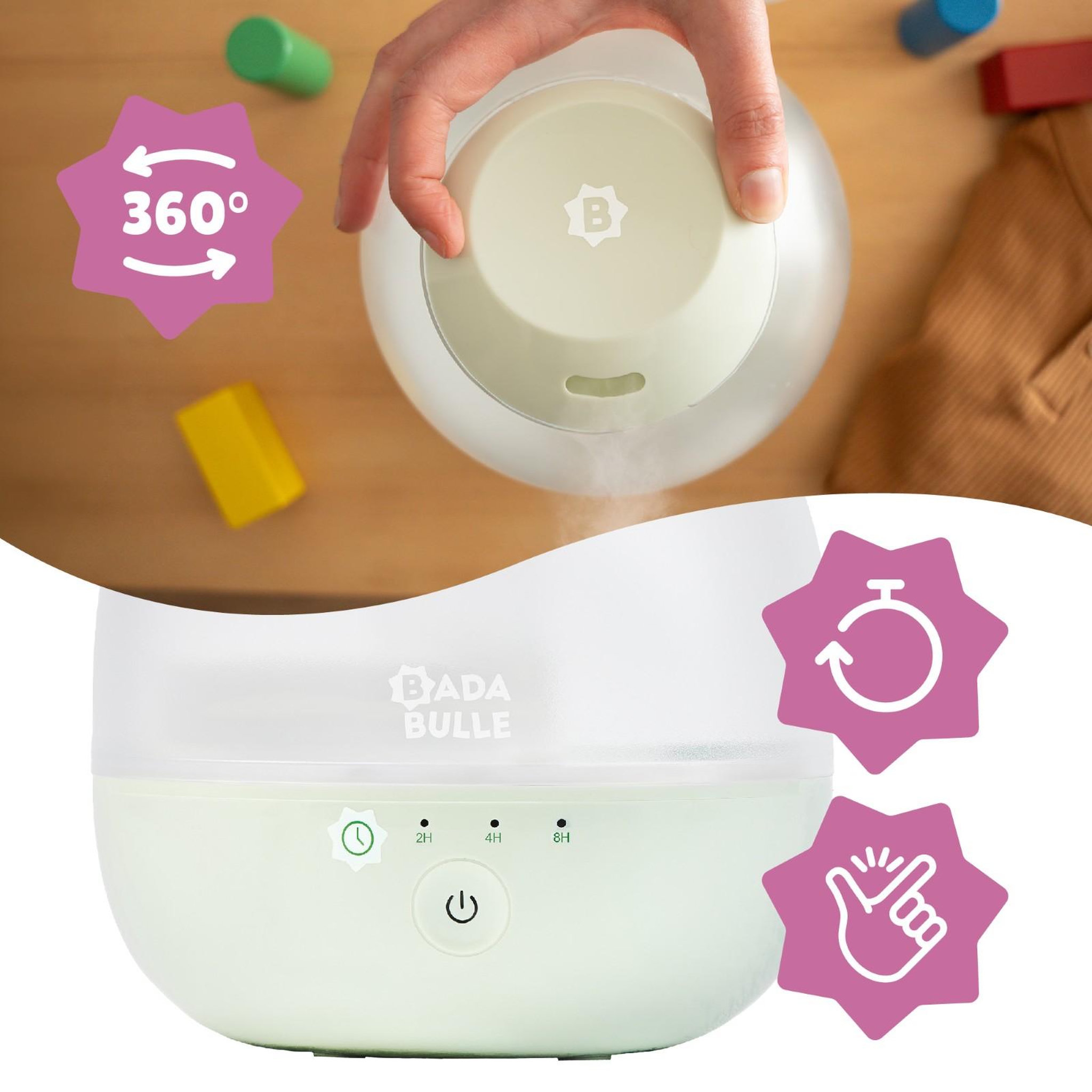 Voir la diapositive 4 : BADABULLE Humidificateur d'air - Veilleuse Bubble Badabulle - 2 en 1 - 2L et 16h d'autonomie