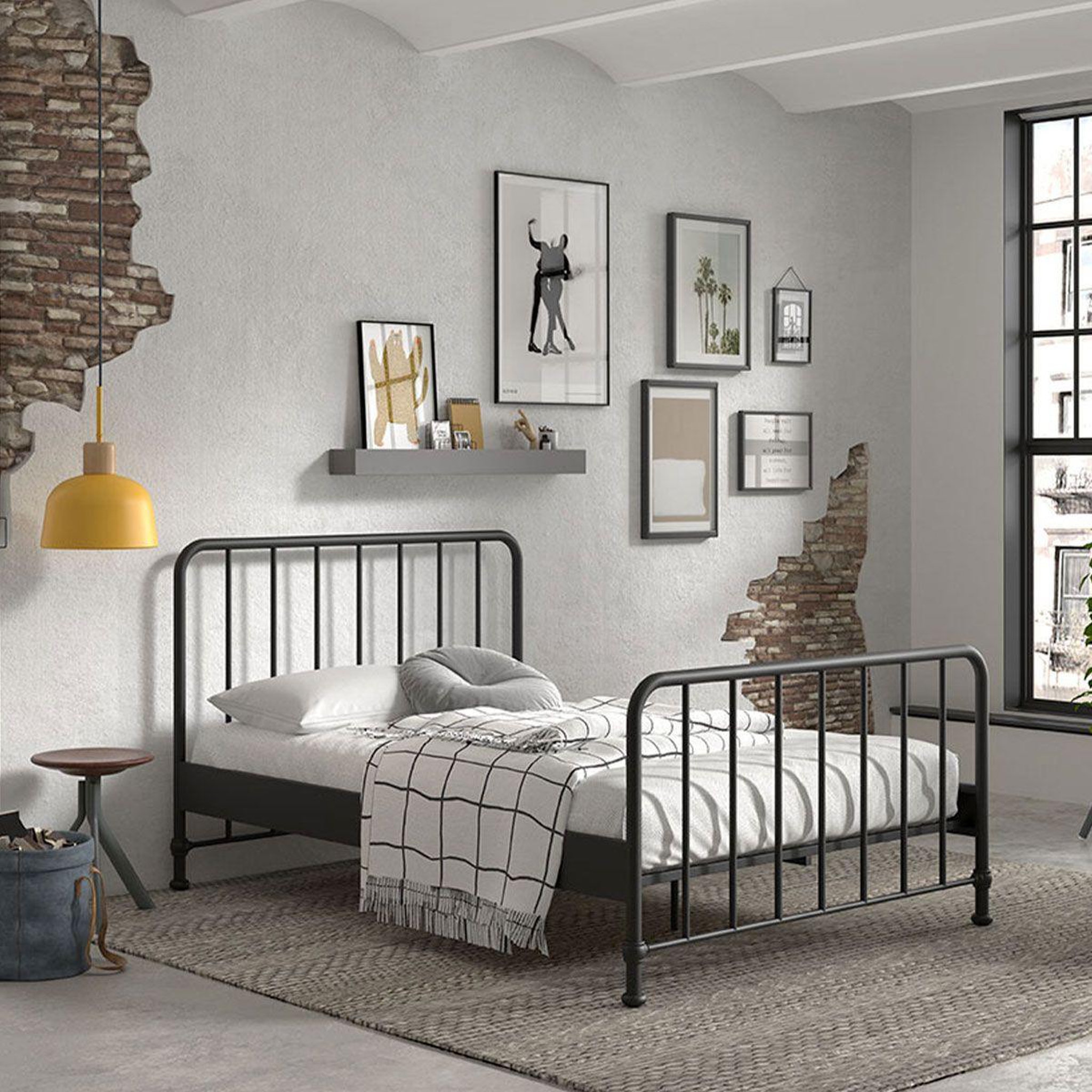 Voir la diapositive 3 : Paris Prix Lit enfant  bronxx  140x200cm noir