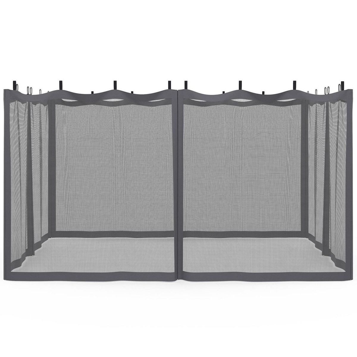 ID MARKET Lot de 4 moustiquaires pour pergola bioclimatique 3x4 gris zippés + crochets