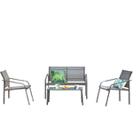 CONCEPT USINE Salon jardin bas gris 4 places en acier ETIORA