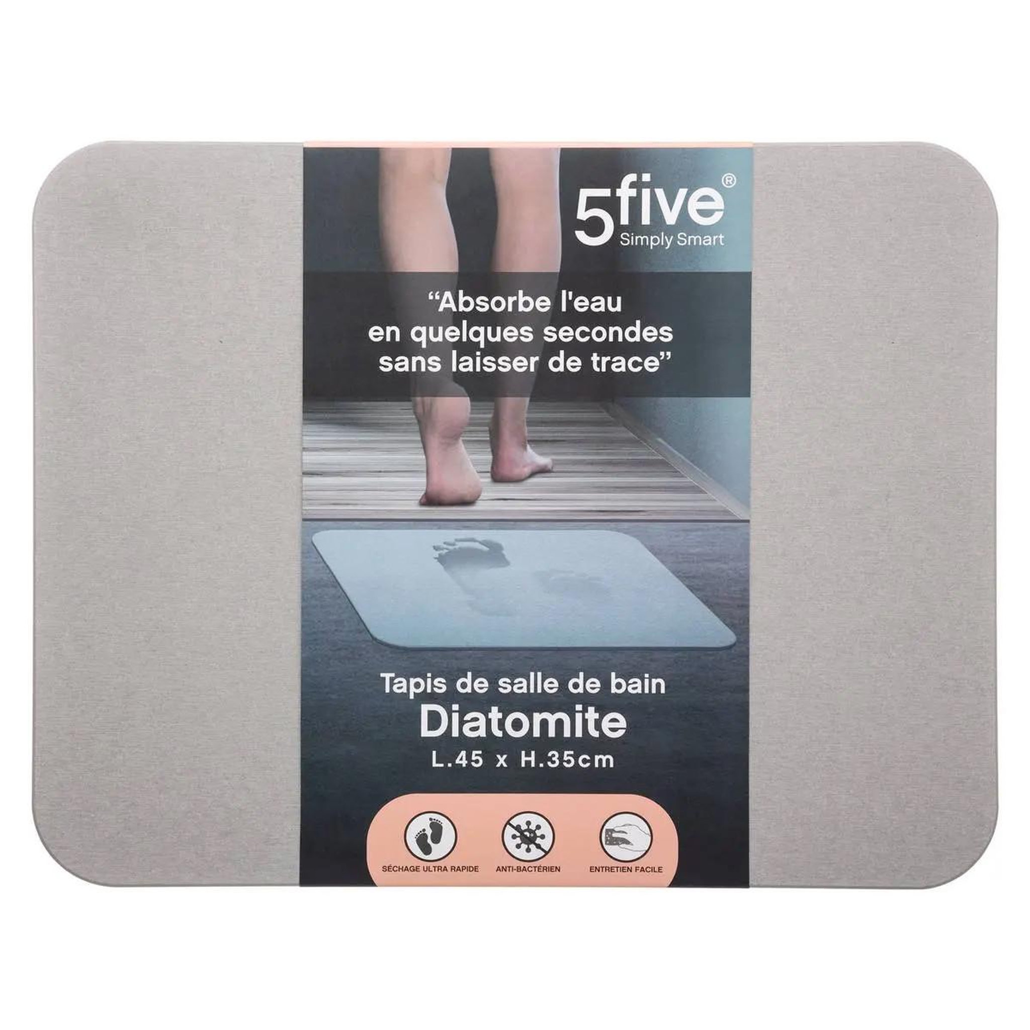 Voir la diapositive 3 : FIVE Tapis de salle de bain  diatomite  35x45cm gris