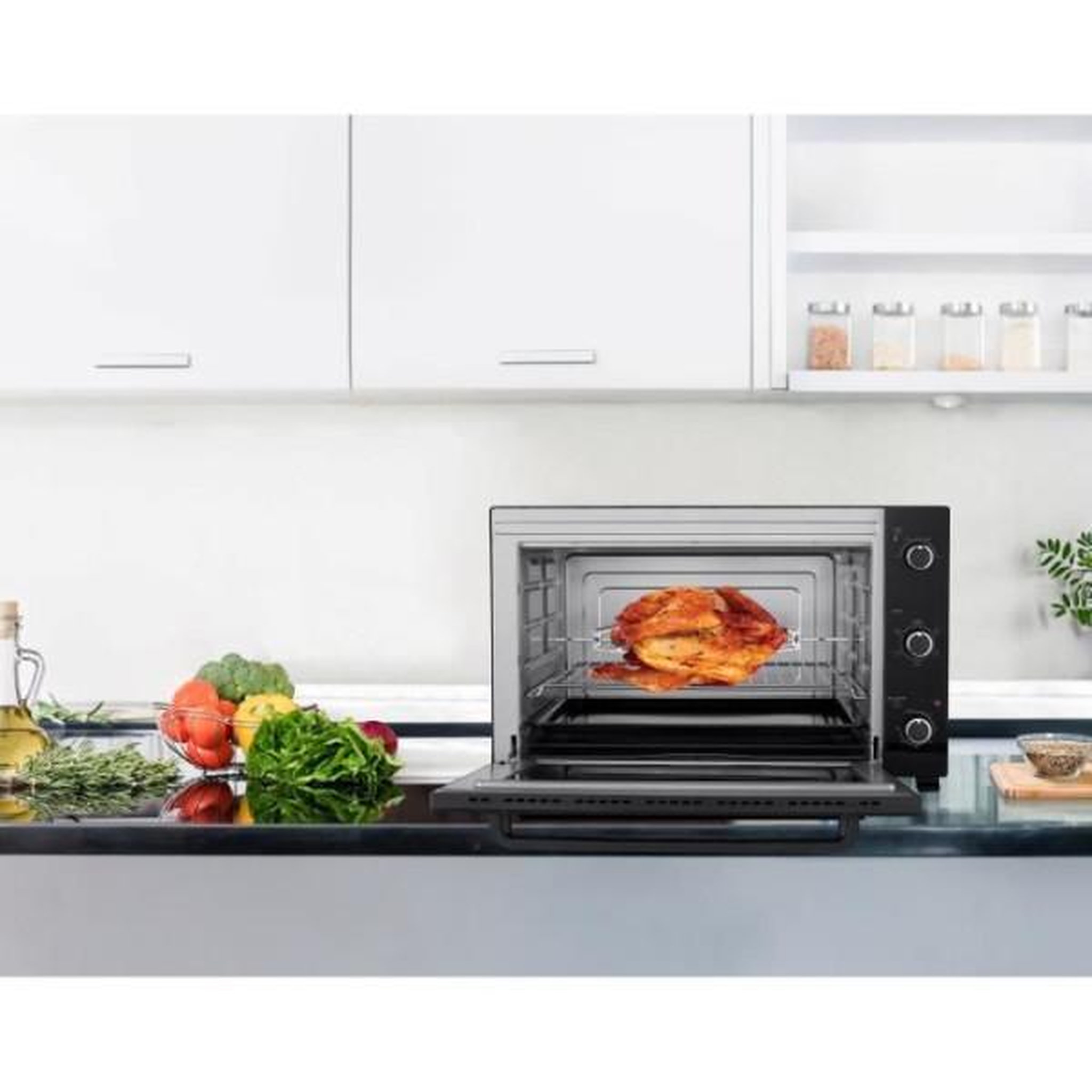 Voir la diapositive 6 : CONTINENTAL EDISON Mini Four Electrique  -Chaleur tournante- CONTINENTAL EDISON - CEMF80B - Noir - L68 x H42,8 x P 48 cm