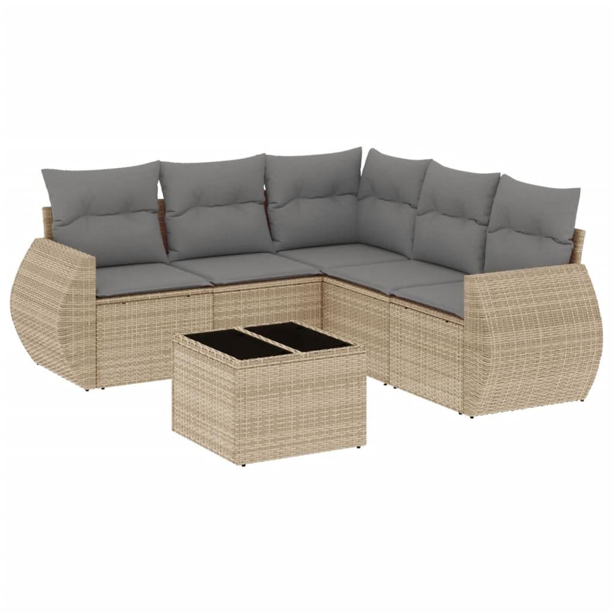 Voir la diapositive 2 : VIDAXL Salon de jardin avec coussins 6 pcs beige resine tressee