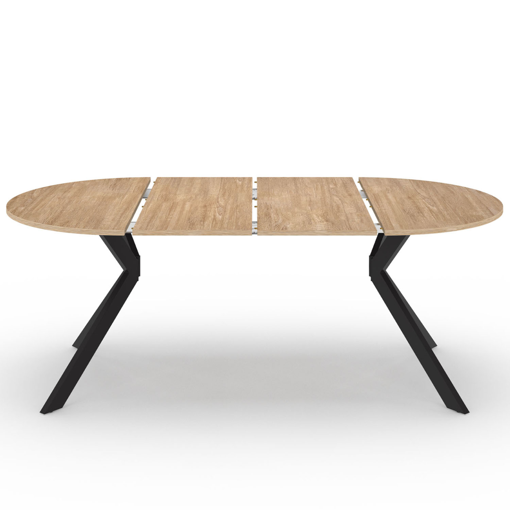 Voir la diapositive 3 : ID MARKET Table à manger extensible ronde alix 4-10 personnes pied araignée bois et noir 110-200 cm