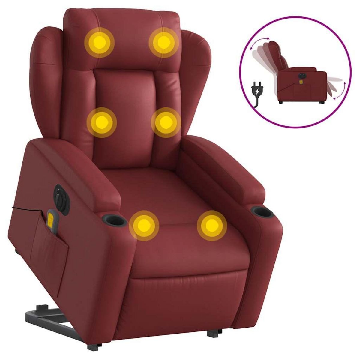 VIDAXL Fauteuil inclinable de massage electrique rouge bordeaux