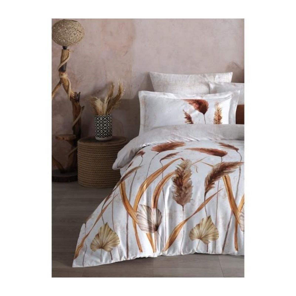 GENERIQUE Parure de lit - 182TRK63448 - 1 housse de couette 220 x 240 cm + 2 taies d'oreiller 60 x 60 cm - Satiné 100% coton - Blanc