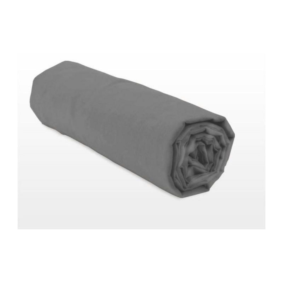 HOME LINGE PASSION Drap housse - HOME LINGE PASSION - HP71762 - 90 x 190 cm + 30 cm bonnet - Microfibre - 82 g - Gris anthracite