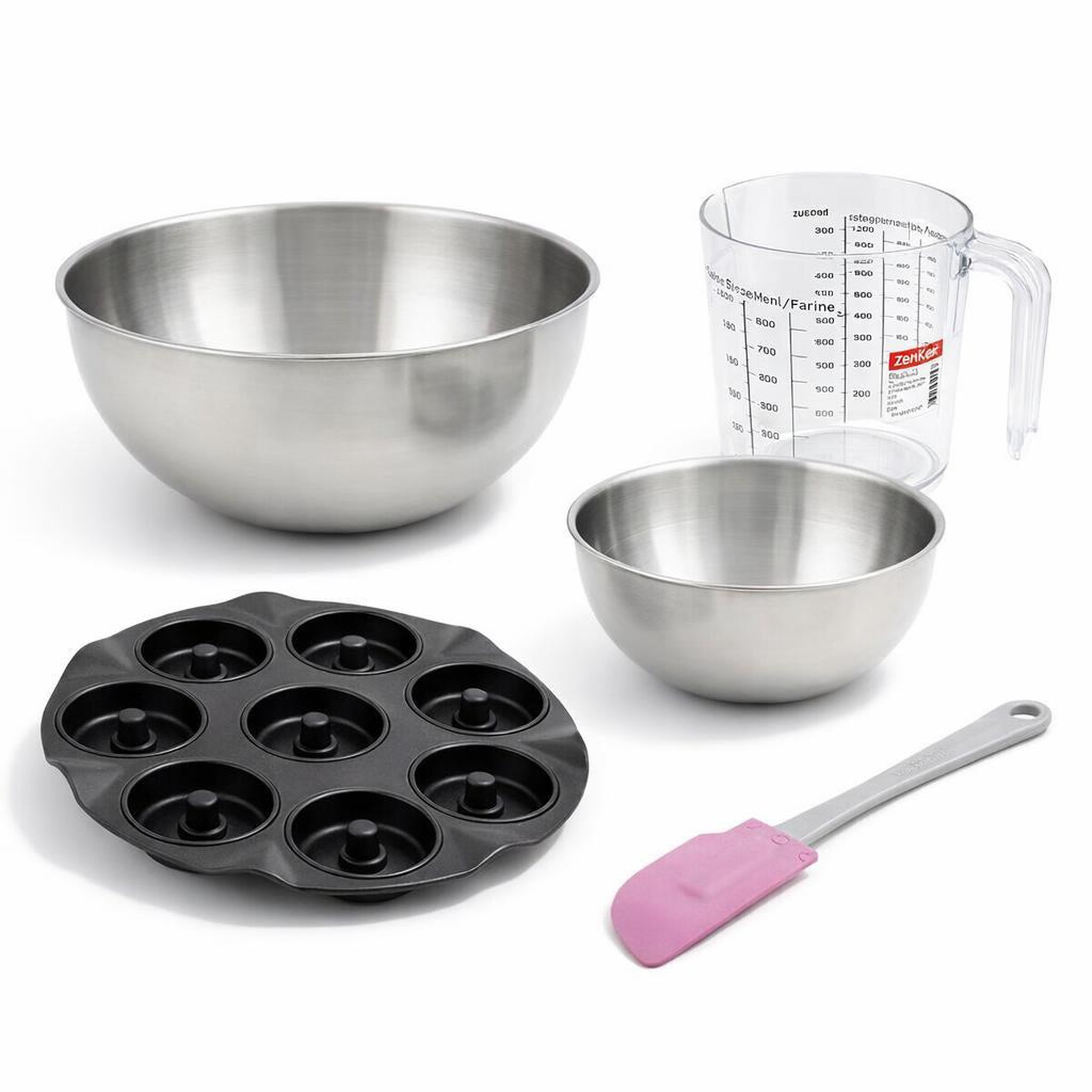 ZENKER Set de 5 ustensiles de pâtisserie moule à gâteaux bol spatule pâtisserie et verre doseur black mettallic black mettallic zenker  black mettallic