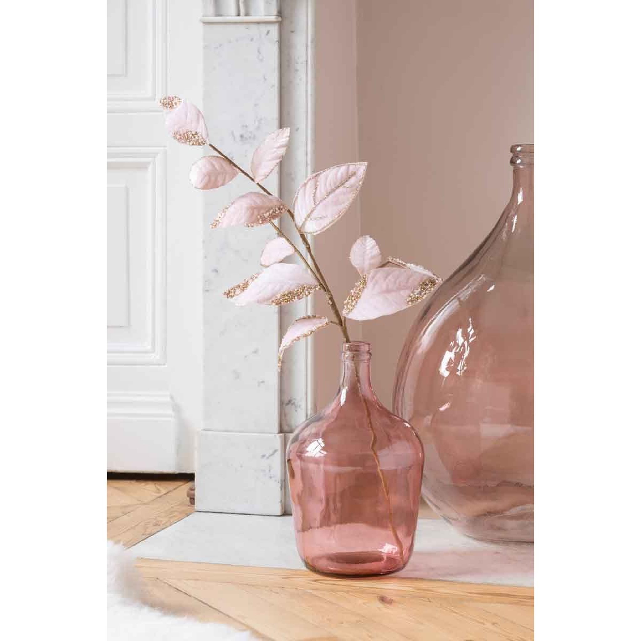 Voir la diapositive 2 : J-LINE Vase design en verre  bouteille déco  30cm rose