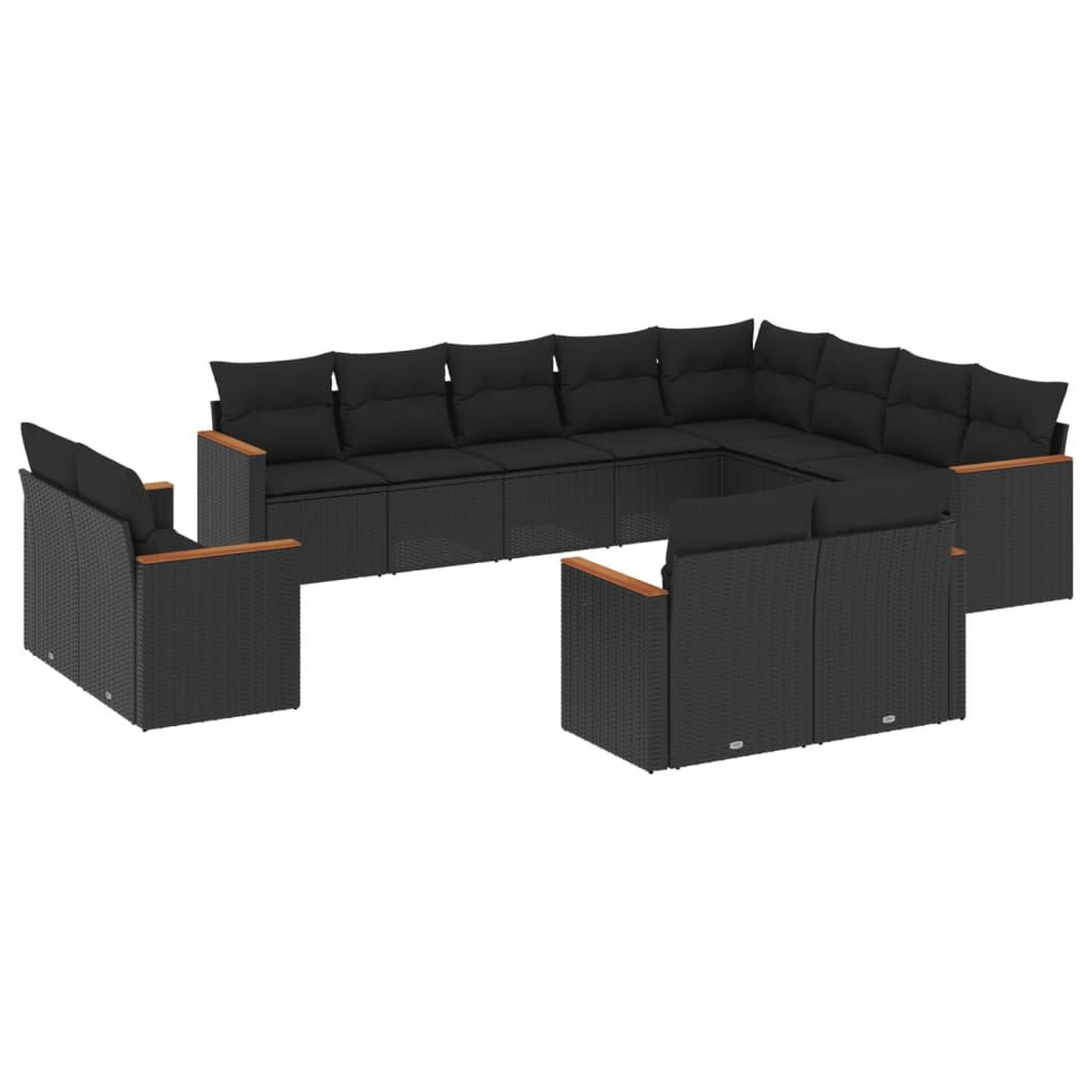 Voir la diapositive 2 : VIDAXL Salon de jardin 12 pcs avec coussins noir resine tressee