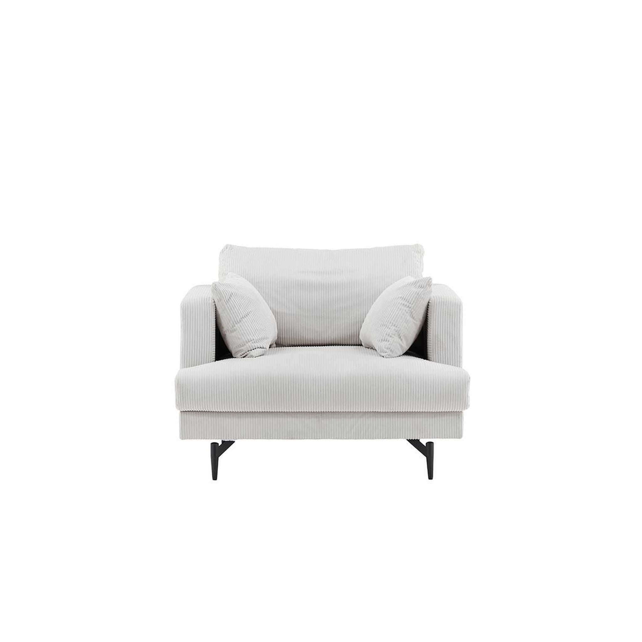 Voir la diapositive 3 : Paris Prix Fauteuil en Velours Côtelé  Sofia  104cm Beige