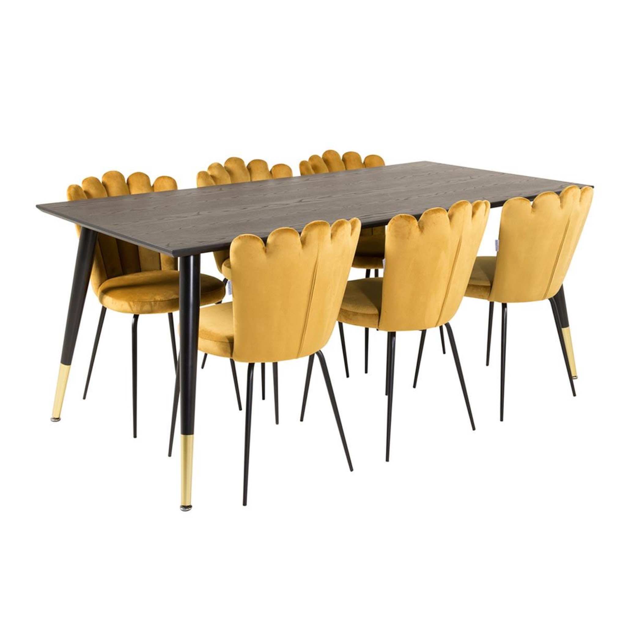 Paris Prix Ensemble table à manger & 6 chaises  dipp & limhamn  180cm noir & jaune
