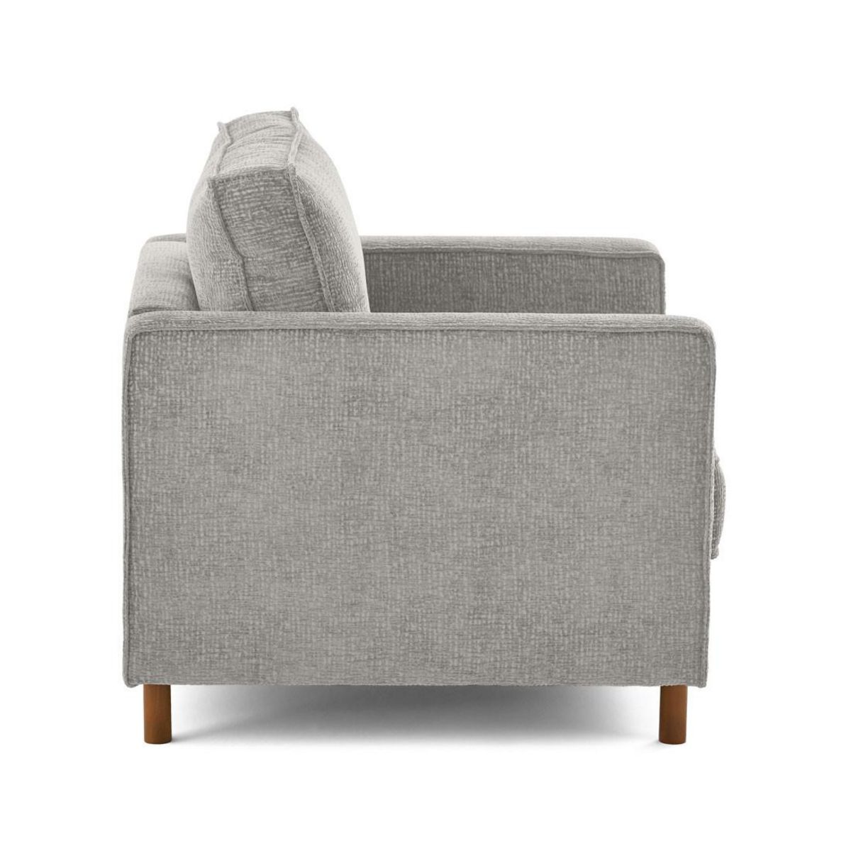 LISA DESIGN Jake - fauteuil en tissu velours relief - pieds en bois foncé