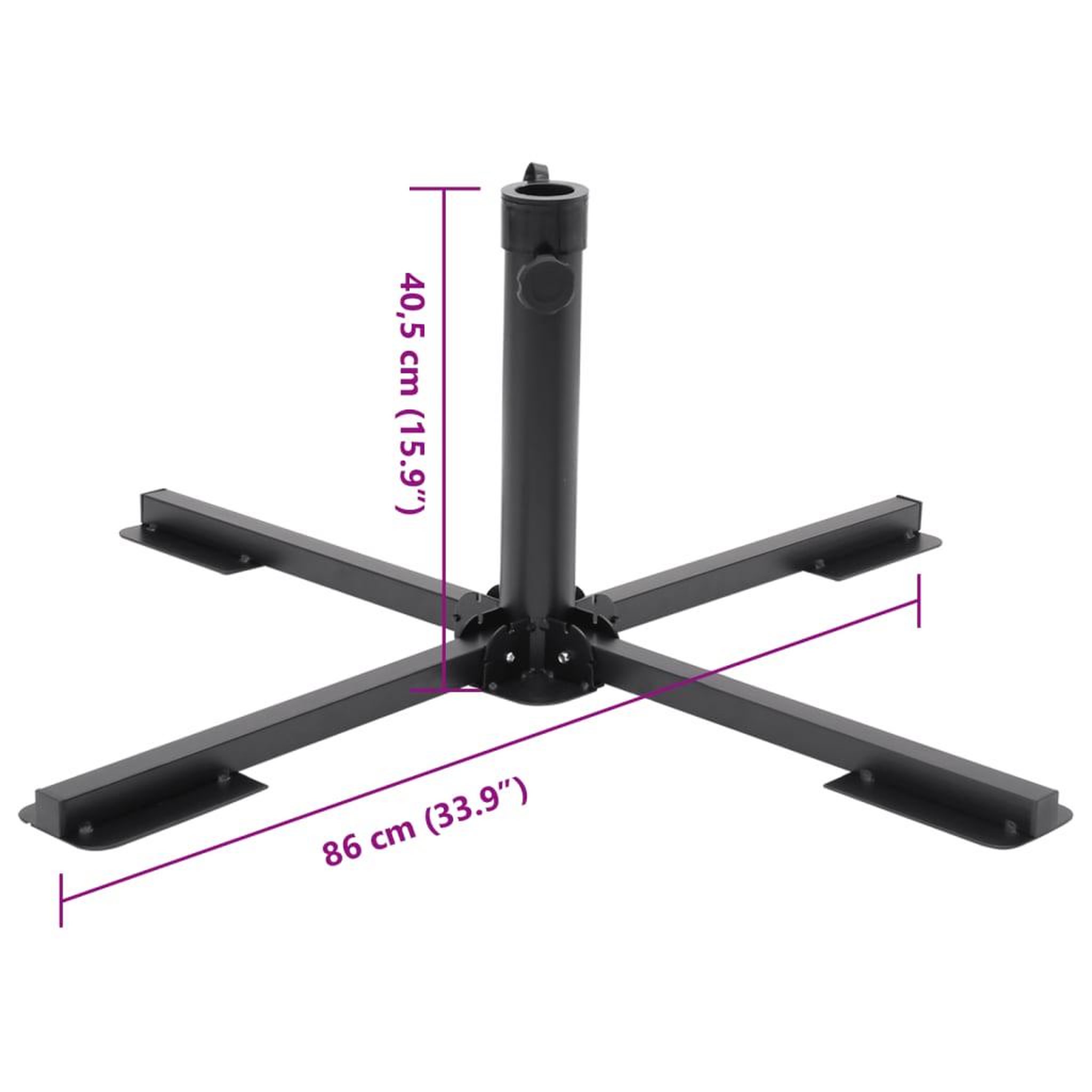 Voir la diapositive 6 : VIDAXL Base de parasol pliable pour mat Ø38/48 mm noir brillant acier