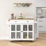 Voir la diapositive 2 : HOMCOM Desserte de cuisine multi-rangement - 2 portes, 2 étagères, tiroir, porte-épices, porte-torchon - blanc bois hévéa