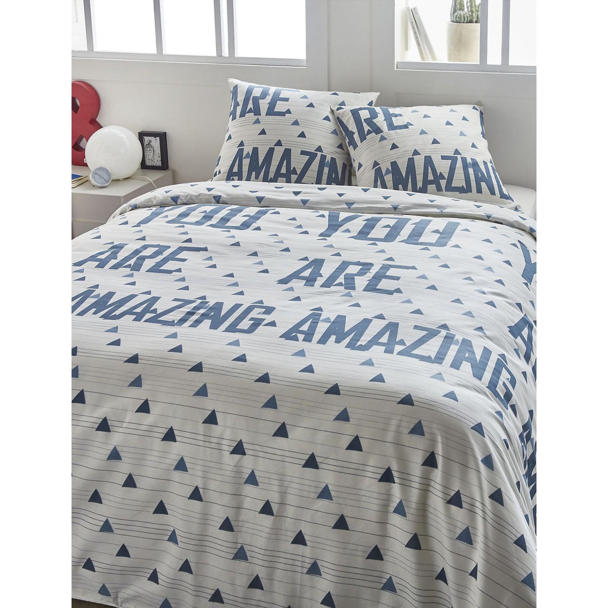 Home collection Parure housse de couette 3pcs 240x220cm 100%coton 51fils amazing blanc