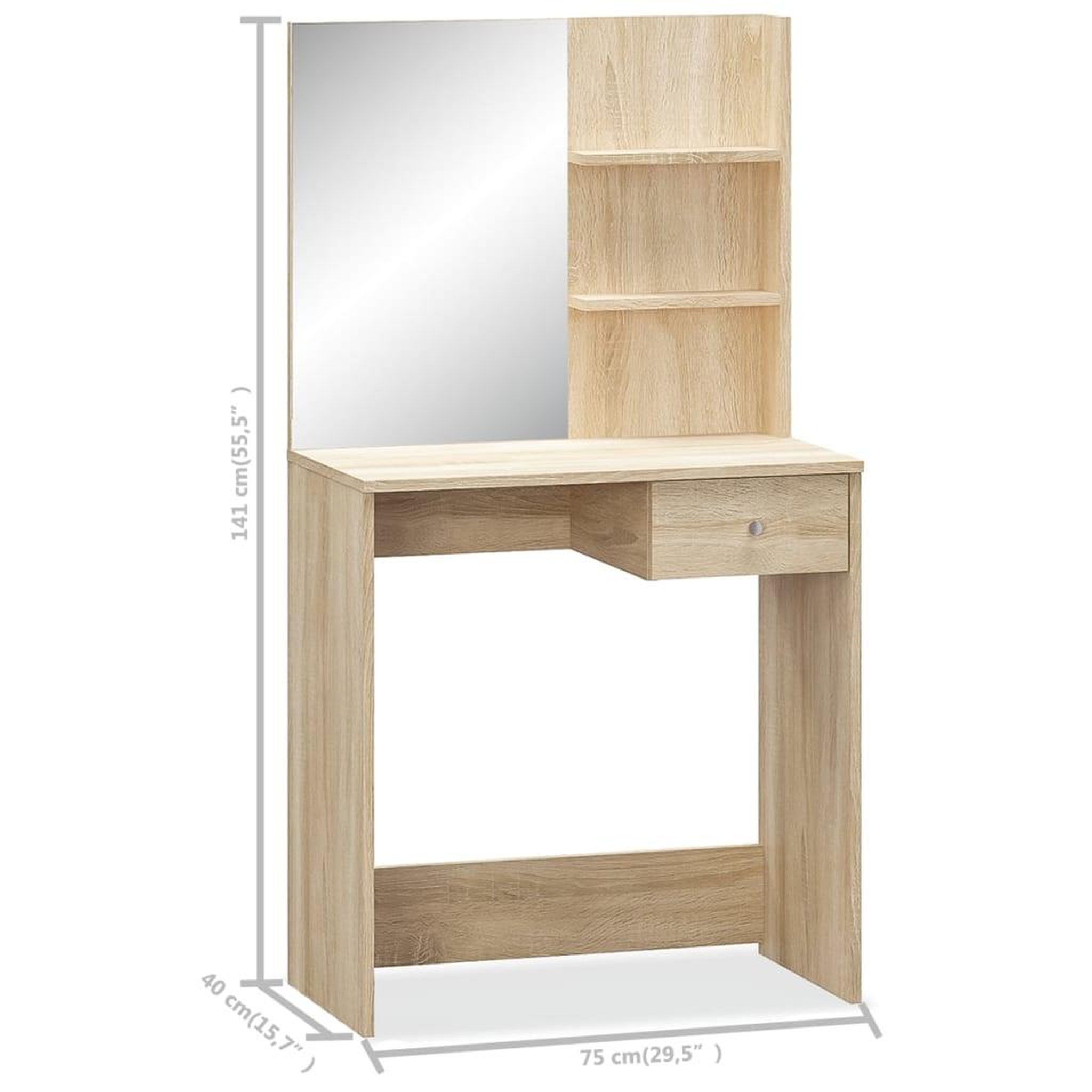 Voir la diapositive 6 : VIDAXL Coiffeuse Bois d'ingenierie 75x40x141 cm Chene