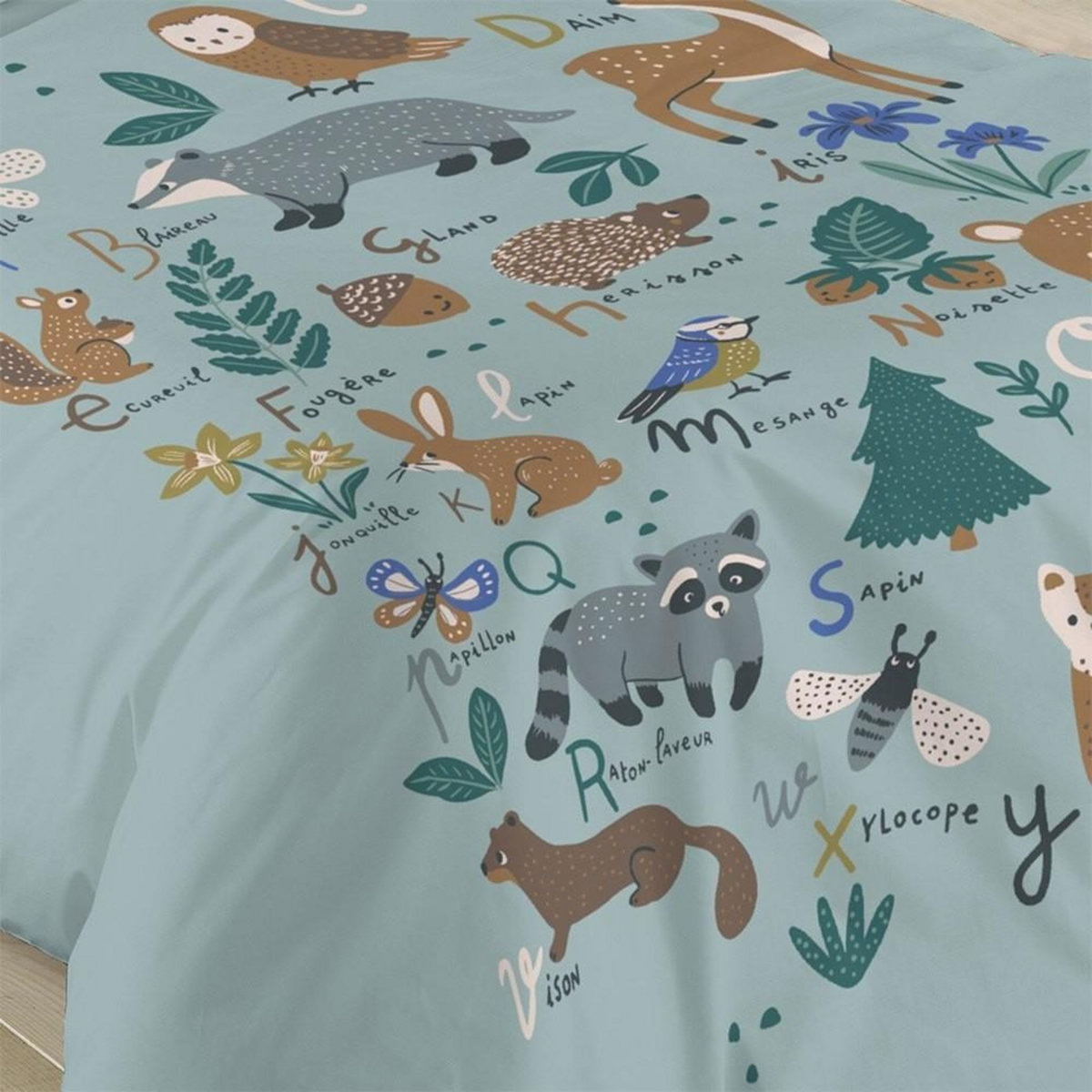 Lovely Casa Housse de couette 140x200 Saturnin + 1 taie coton 57 fils