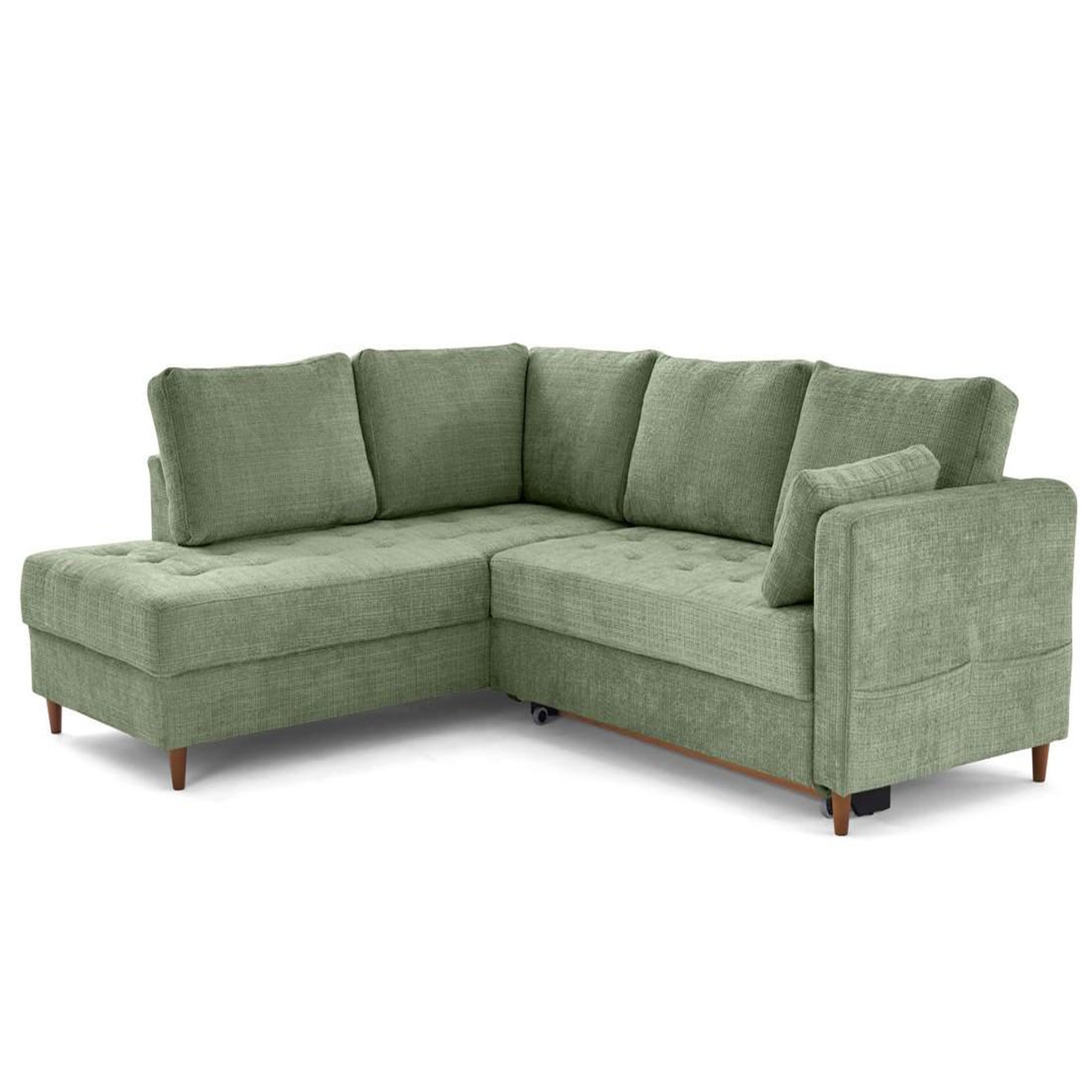 Voir la diapositive 3 : BEST MOBILIER Anna - canapé d'angle gauche 5 places convertible en velours texturé