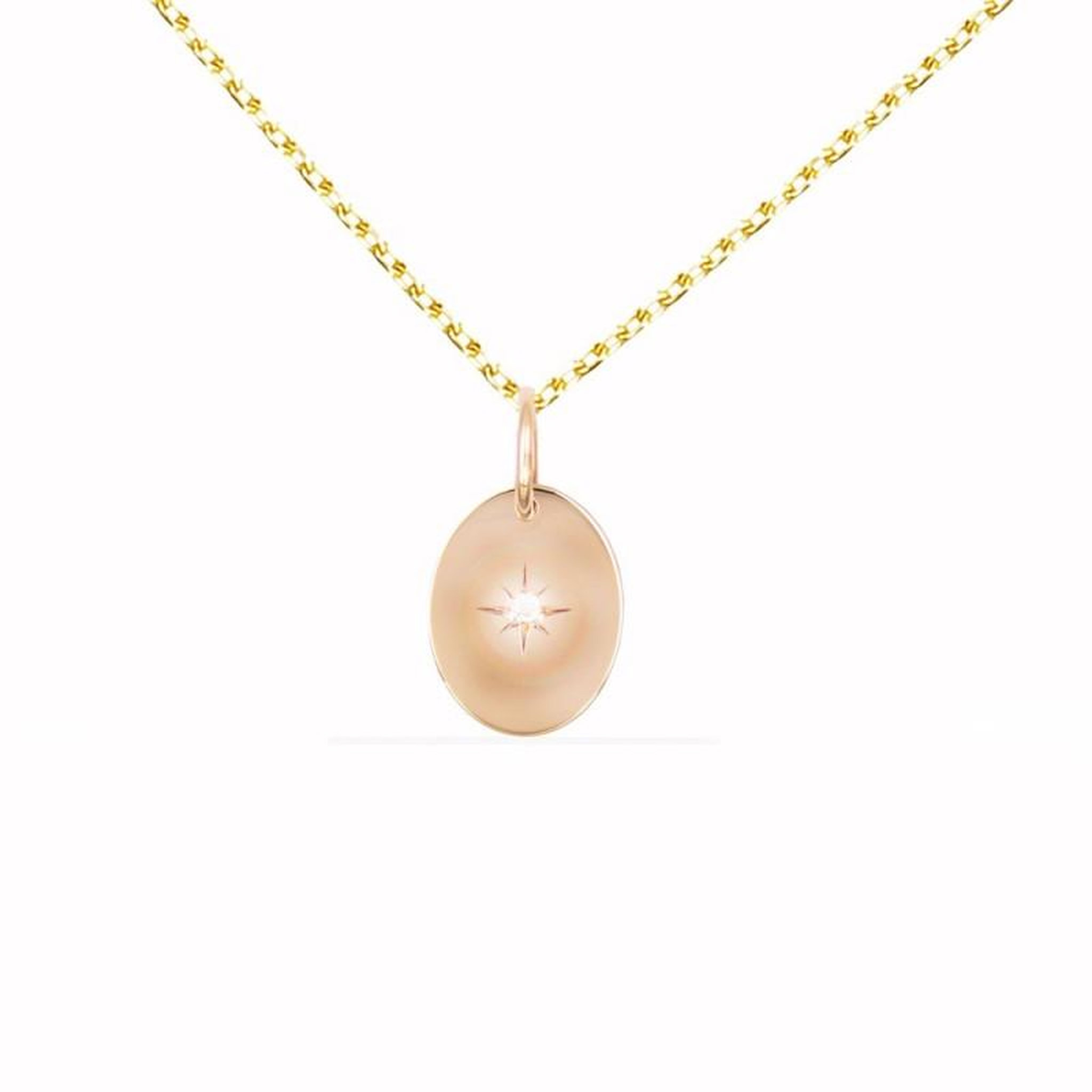 Voir la diapositive 1 : L'ATELIER D'AZUR Collier - Médaille Or Jaune et Diamant - Chaine Dorée