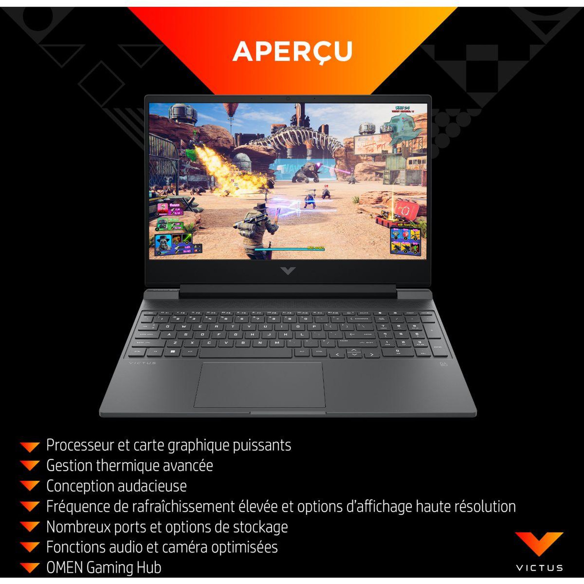 Voir la diapositive 5 : HP Pc gamer victus 15,6  fhd 144hz amd ryzen ai 5 340 nvidia geforce rtx 5060 16 go ram ddr5 ssd 512 go copilot+