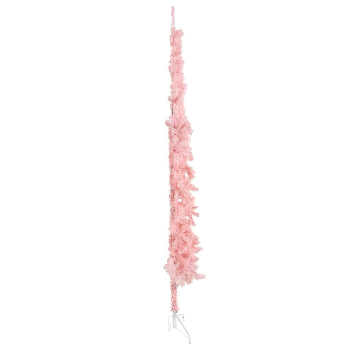 VIDAXL Demi sapin de Noël artificiel mince avec support Rose 240 cm