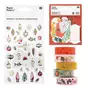 RICO DESIGN 5 masking tape 10 m + Stickers en gel + 8 étiquettes Noël Nostalgique