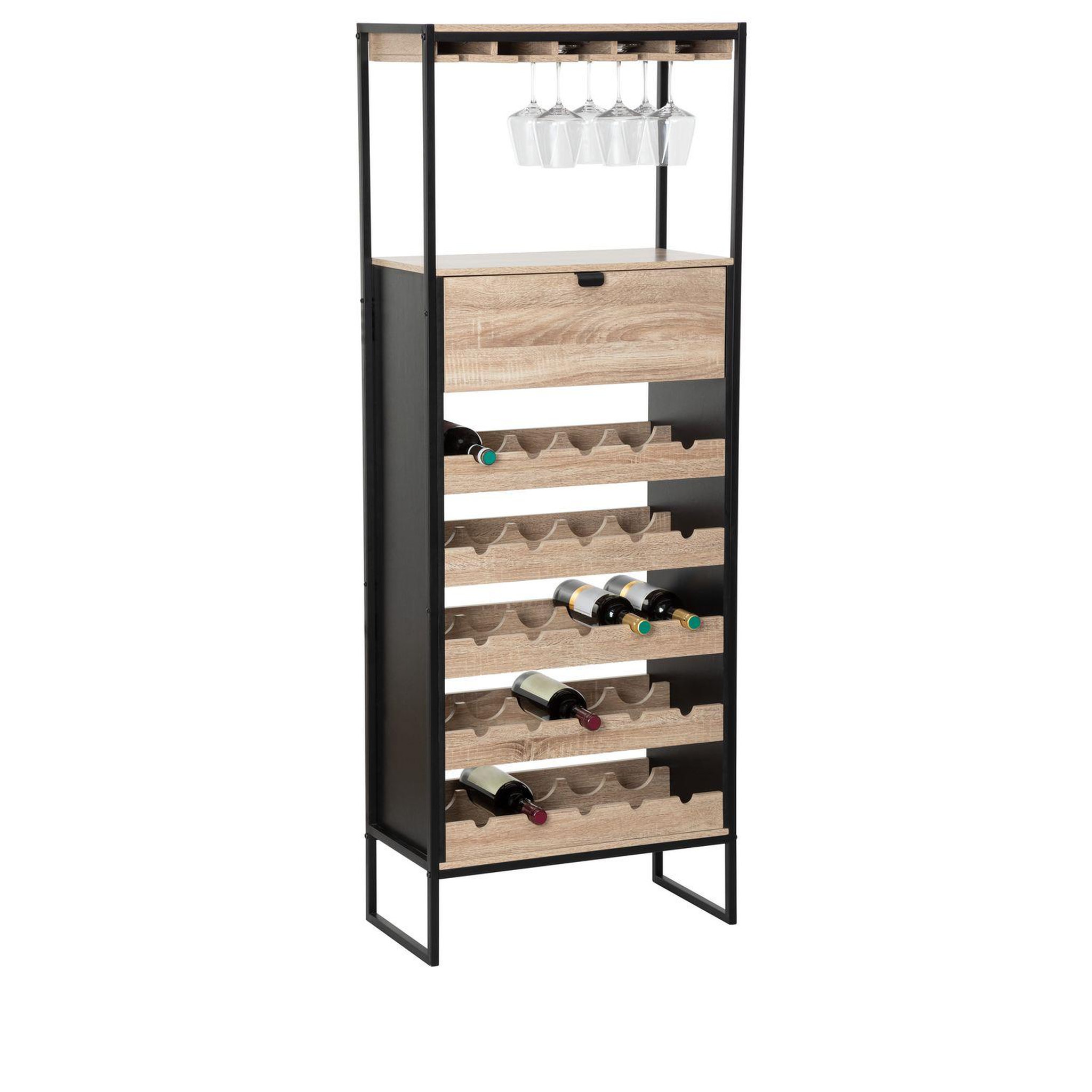 Voir la diapositive 2 : FIVE Meuble bar avec rack pour 25 bouteilles en bois aliaj - noir