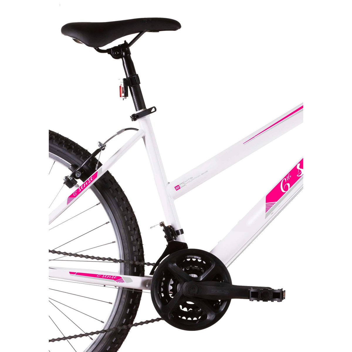 Vélo VTT 26'' Rigide Femme   6ème SENSE  avec cadre acier - 18 vitesses- Freins V-Brake et Jantes en aluminum