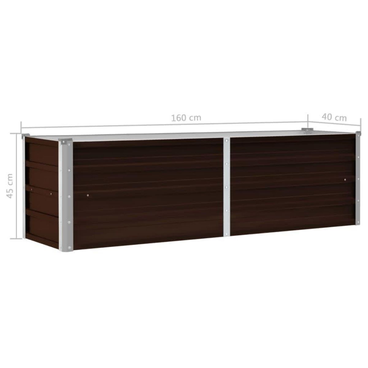 VIDAXL Lit sureleve de jardin Marron 160x40x45 cm Acier galvanise