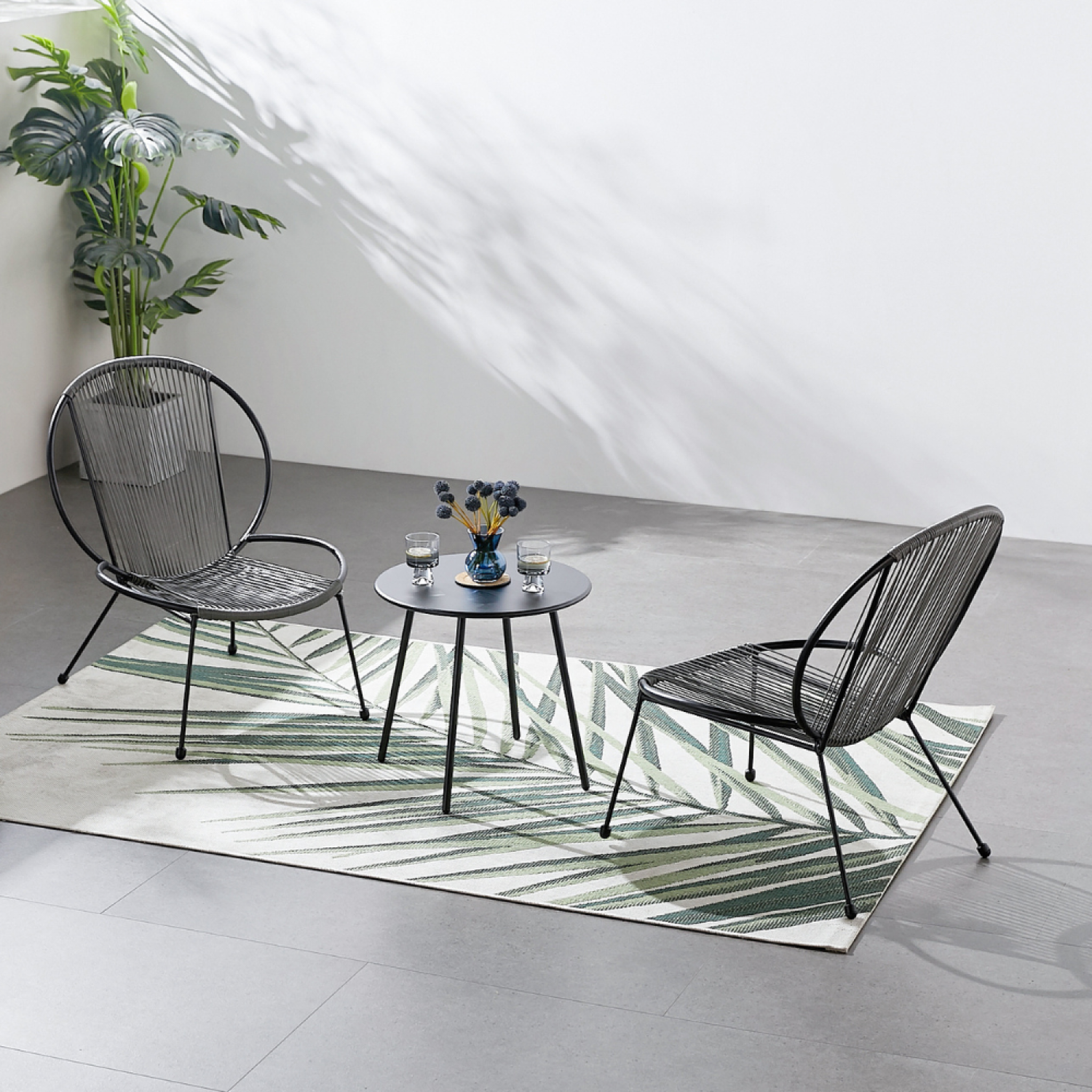 Voir la diapositive 5 : CONCEPT USINE Ensemble de 2 fauteuils + 1 table basse gris foncé rete