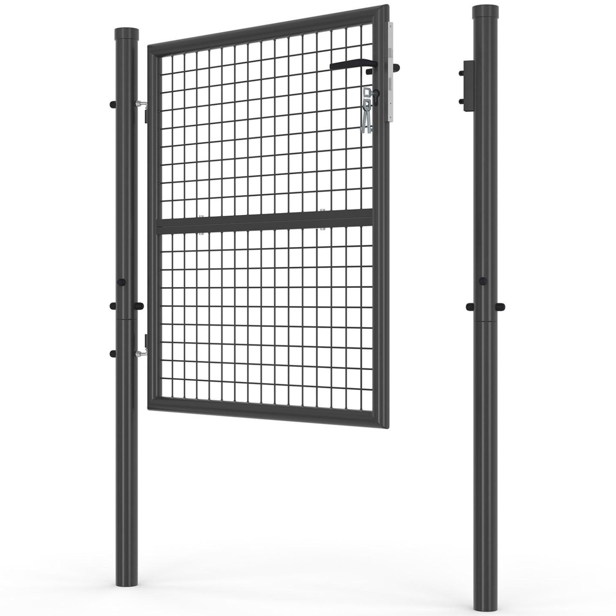 Voir la diapositive 3 : ID MARKET Portillon de jardin 105 x 100 cm en acier avec serrure et poignée gris anthracite