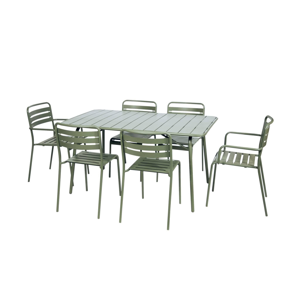 SWEEEK Table de jardin pliante métal + 6 assises 2 fauteuils 4 chaises. Amelia. vert. 141.2 x 80 x 72.5cm