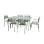 Voir la diapositive 1 : SWEEEK Table de jardin pliante métal + 6 assises 2 fauteuils 4 chaises. Amelia. vert. 141.2 x 80 x 72.5cm