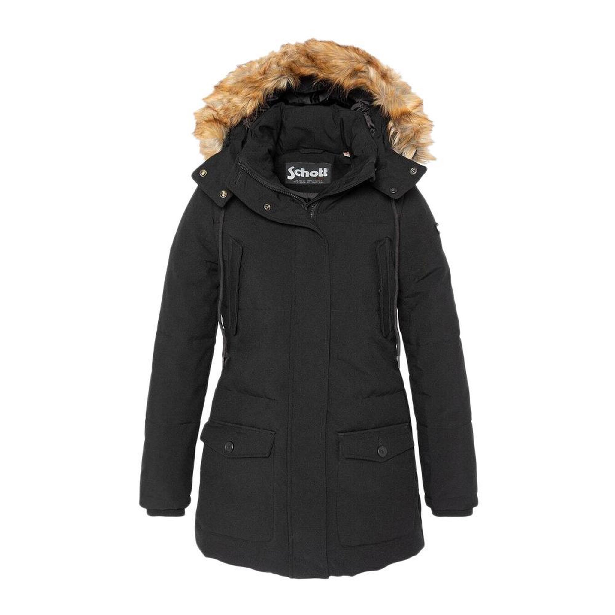 Schott Parka noir femme schott camilia. Coloris disponibles : Noir