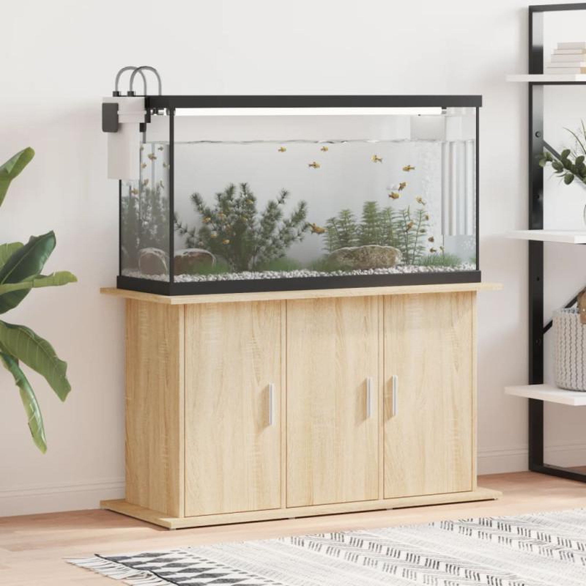 Voir la diapositive 1 : VIDAXL Support d aquarium chêne sonoma 101x41x58 cm bois d ingénierie