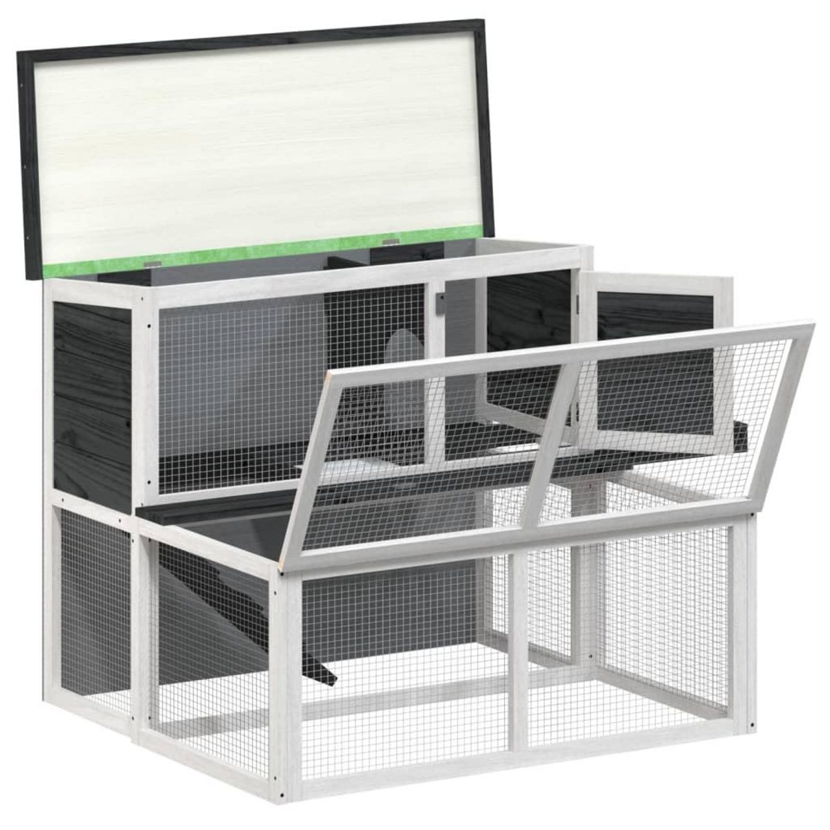 VIDAXL Clapier gris 102x90x84,5 cm bois de pin massif