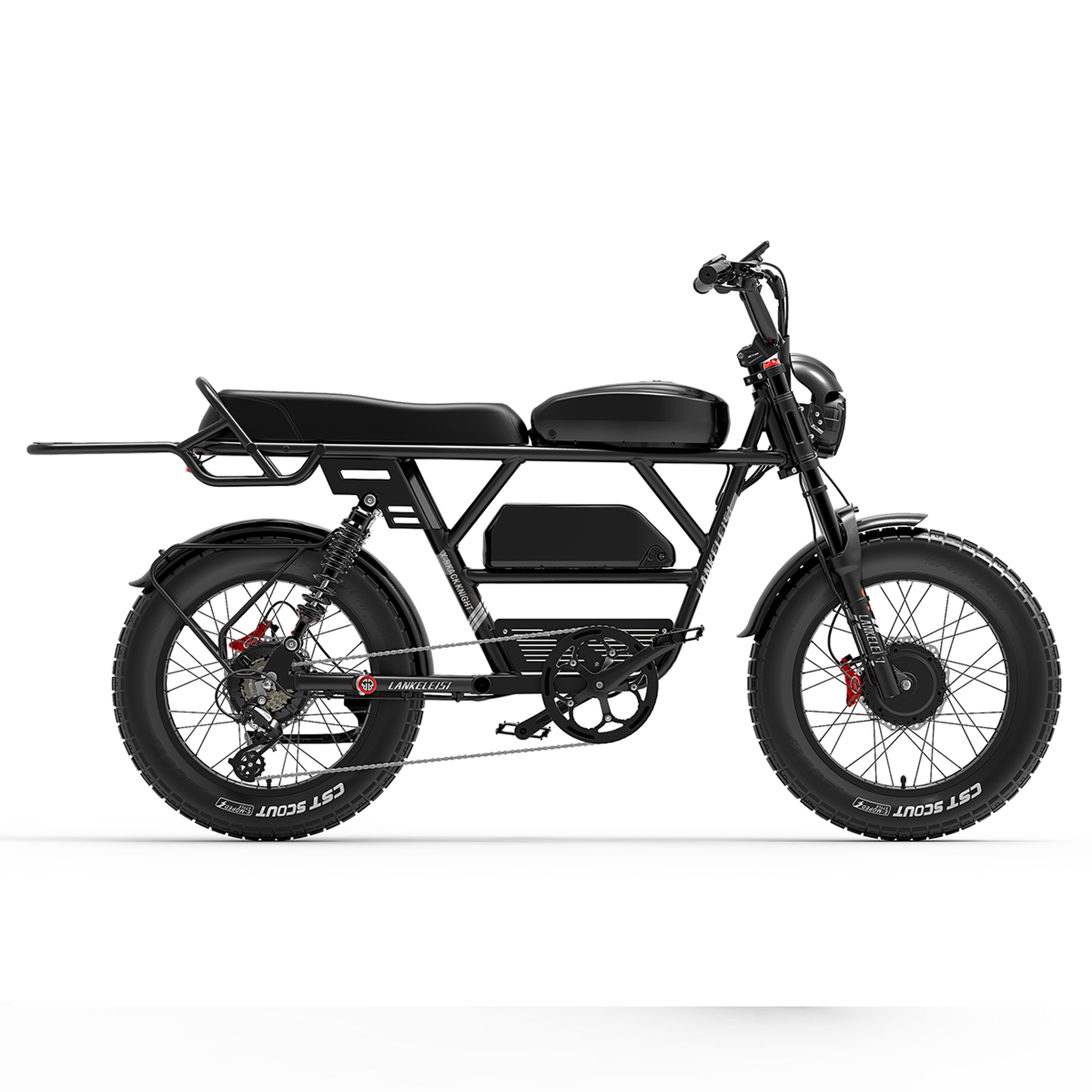 Voir la diapositive 4 : LANKELEISI Vélo électrique LANKELEISI X-Black Knight, style moto, double moteur, double batterie Samsung 48 V 45 Ah