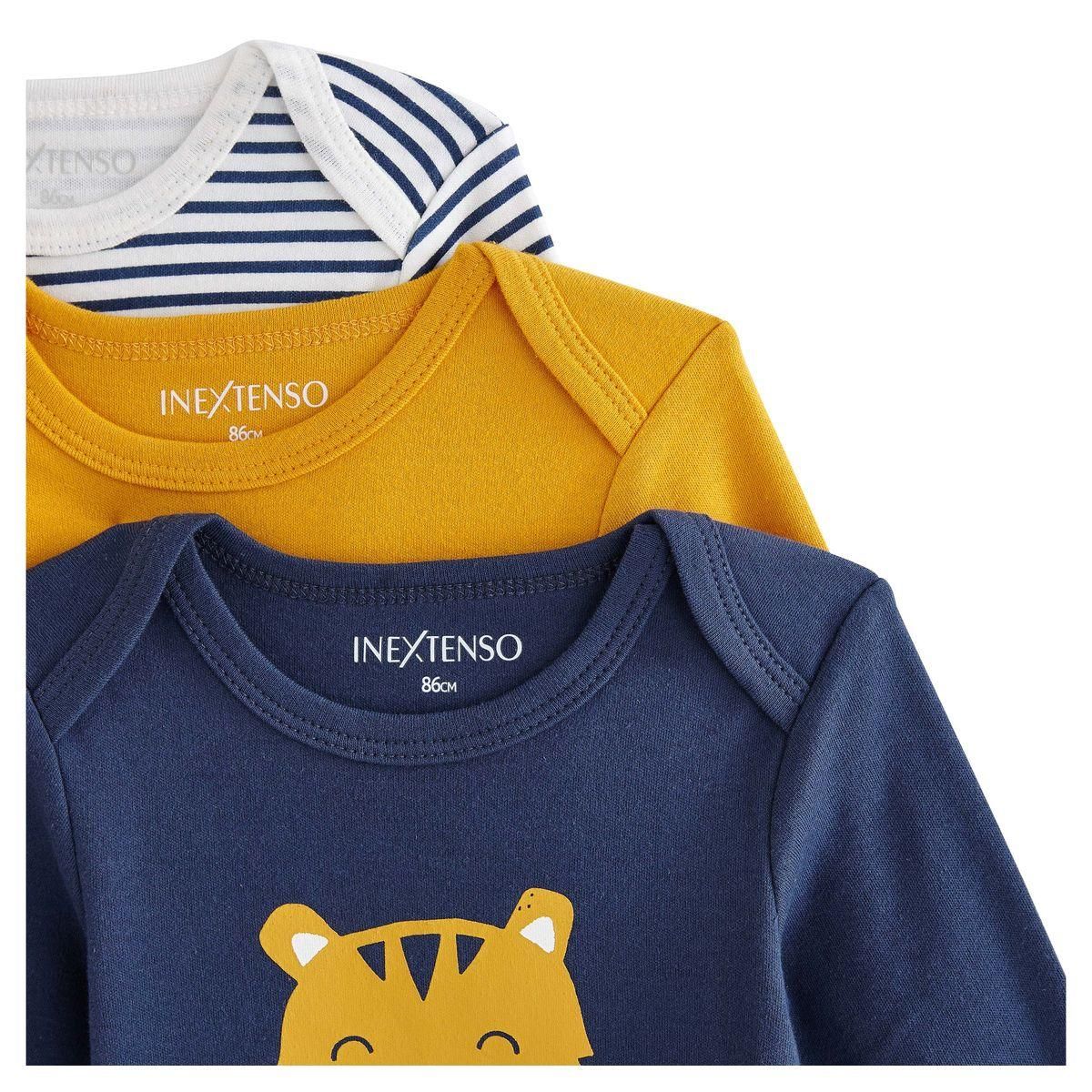 IN EXTENSO Lot de 3 bodies manches longues tigre bébé garçon