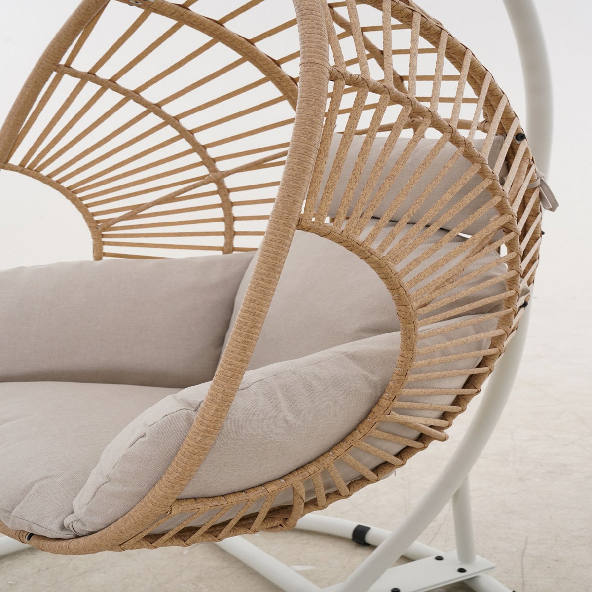 GARDENSTAR Fauteuil oeuf suspendu de jardin - Acier - Beige - 122x120x188cm