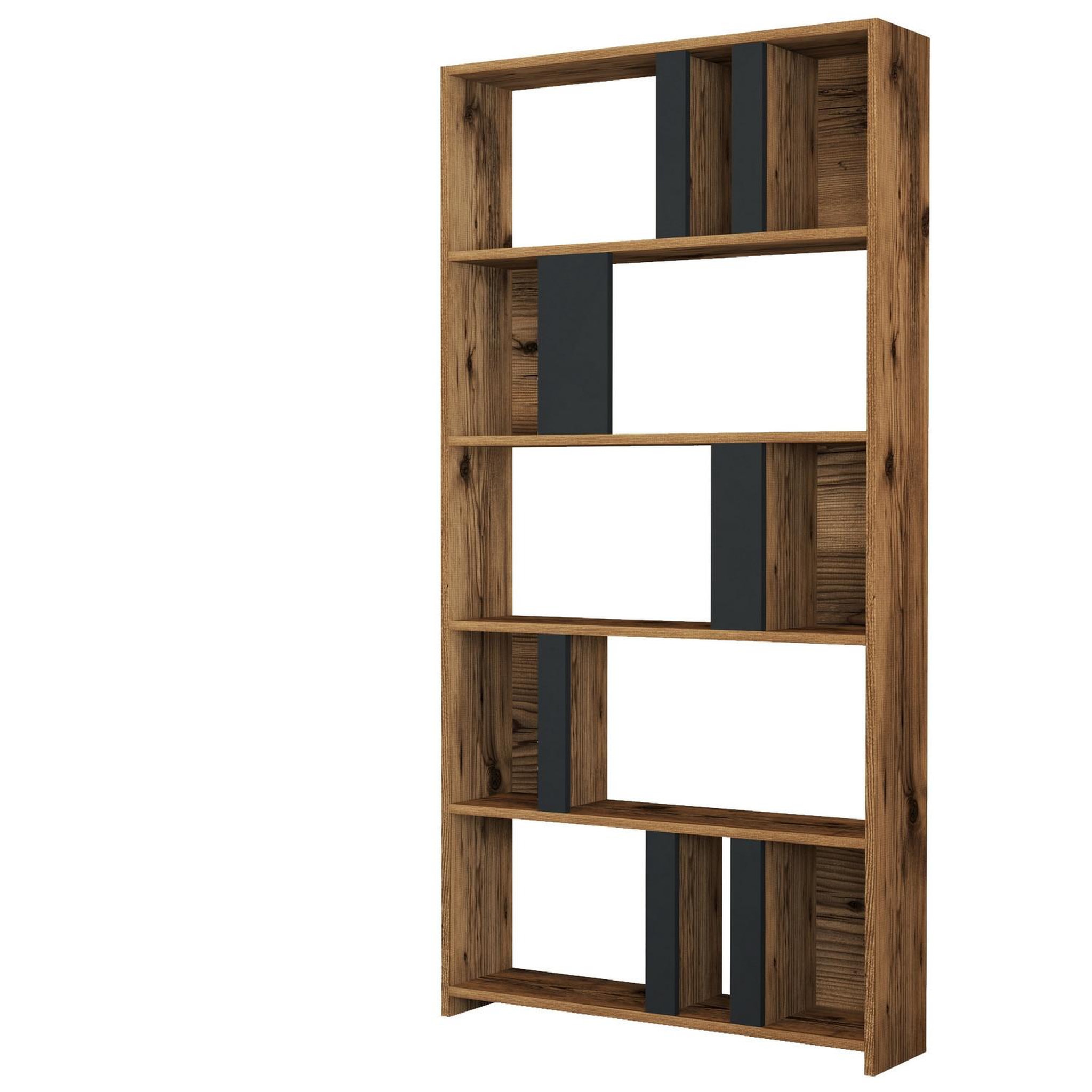 Voir la diapositive 1 : Habitat et Jardin Bibliothèque en bois  lima  90 x 20 x 180 cm - noyer